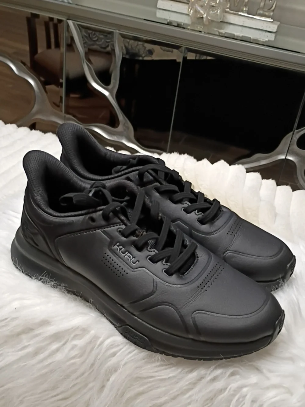 KURU Cloud Shift Black Leather Work Shoes Orthopedic Plantar Fascitis 8.5